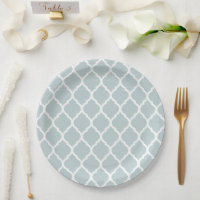 Cloud Blue and White Moroccan Quatrefoil