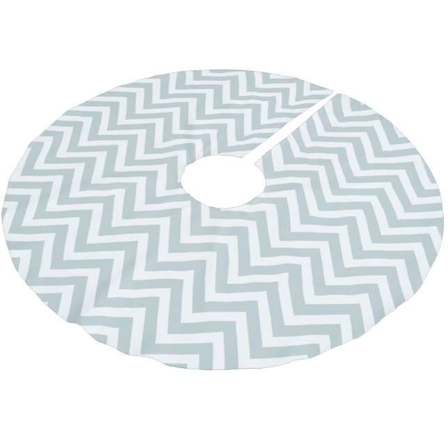 Cloud Blue Chevron Stripes Brushed Polyester Tree Skirt (Angled)