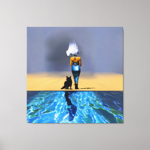 Cloud Blue Dress Detox Occult Dark Witchy AI Art Canvas Print
