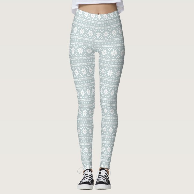 Cloud Blue Fair Isle Leggings (Front)