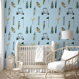 cloud blue Golf blue and green watercolor Wallpaper