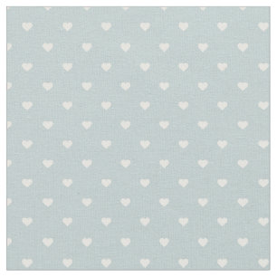 Cloud Blue Polka Dot Hearts Fabric