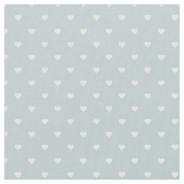 Cloud Blue Polka Dot Hearts Fabric (Close Up)