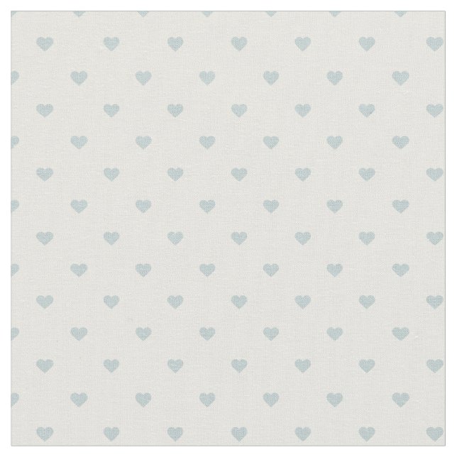 Cloud Blue Polka Dot Hearts Fabric (Close Up)