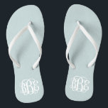 Cloud Blue Preppy Script Monogram Flip Flops<br><div class="desc">PLEASE CONTACT ME BEFORE ORDERING WITH YOUR MONOGRAM INITIALS IN THIS ORDER: FIRST, LAST, MIDDLE. I will customise your monogram and email you the link to order. Please wait to purchase until after I have sent you the link with your customised design. Cute preppy flip flip sandals personalised with a...</div>