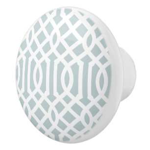 Cloud Blue Trellis Ceramic Knob