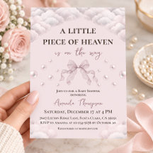 Cloud Bow Girl Little Piece of Heaven Baby Shower