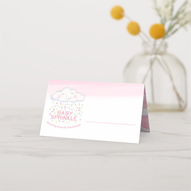 Cloud candy watercolor art pink guest place cards (Back)