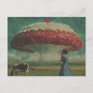 Cloud Cherry Surreal Dessert in the Dairy Pasture Postcard