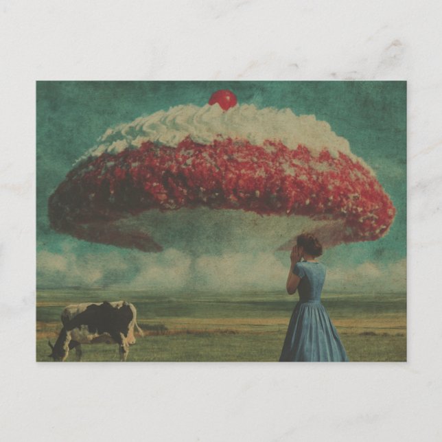 Cloud Cherry Surreal Dessert in the Dairy Pasture Postcard (Front)