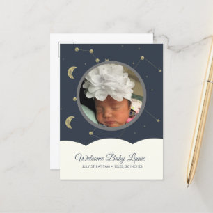 Cloud Constellation Faux Gold Baby Blue Announcement Postcard