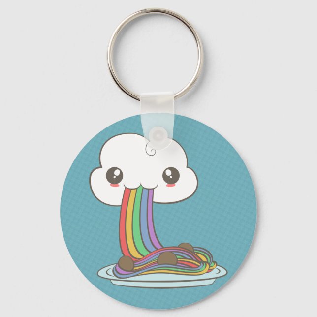 Cloud Eats Rainbow Spaghetti Key Ring (Front)