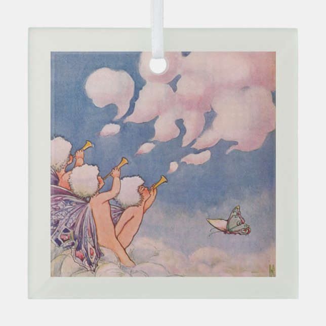 Cloud Faeries Making Clouds Glass Tree Decoration (Front)