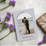 Cloud Grey Arch Wedding Photo Love & Thanks Thank You Card<br><div class="desc">Beautiful and elegant photo thank you card to send to your wedding guests. Double sided wedding thank you card with two photos, one in an arch shaped frame with LOVE & THANKS written in a curve. Cloud grey wedding thank you card with your names in a modern grey brush script....</div>