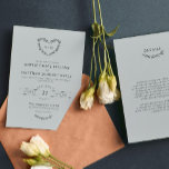 Cloud Grey Heart Wreath 2 in 1 Wedding Invitation<br><div class="desc">Light grey wedding invitation with steel grey fonts and greenery. Monogrammed wedding invitation with your initials inside a heart-shaped wreath of greenery. Double sided wedding invitation with your invitation on one side and details on the other where you can add accommodation, links to wedding website etc. Beautiful hand-drawn greenery wedding...</div>