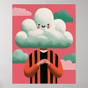 Cloud Head Character Surreal Quirky Art Poster