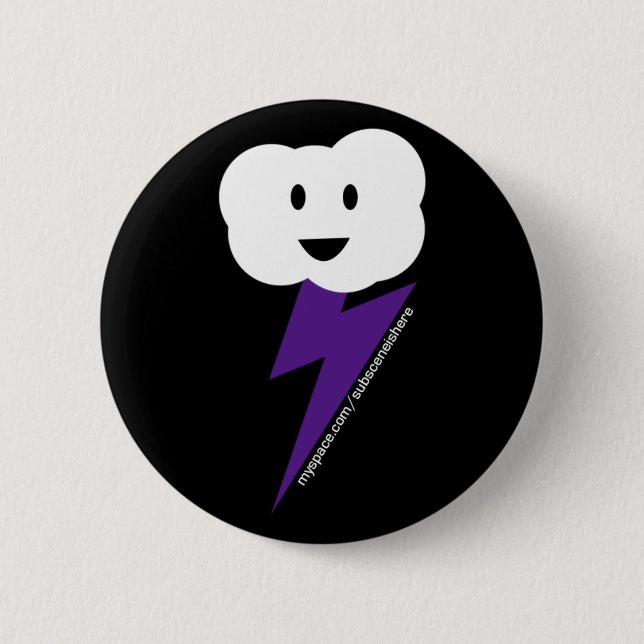 Cloud&Lightning Button! 6 Cm Round Badge (Front)