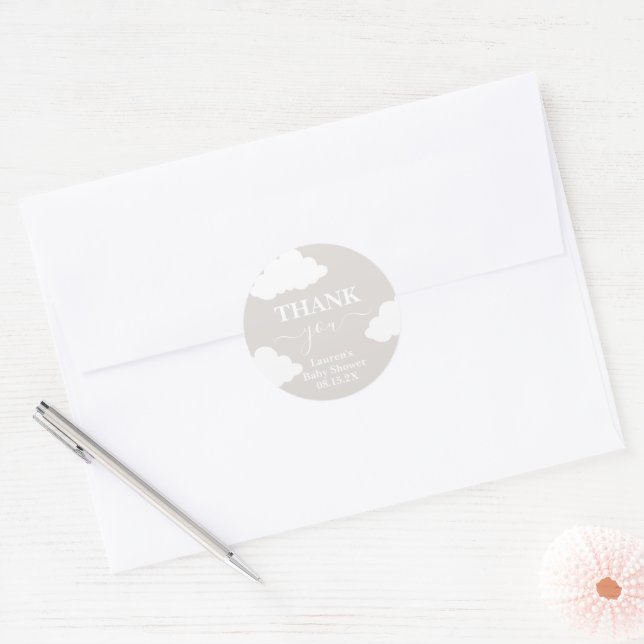 Cloud Minimalist Baby Shower Classic Round Sticker (Envelope)