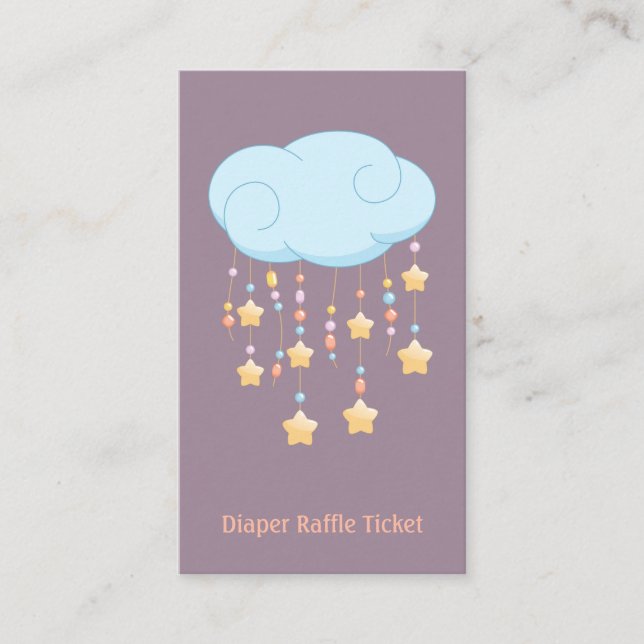 Cloud Mobile Baby Shower Diaper Raffle Ticket Enclosure Card (Front)