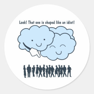 Cloud Mocks Human Shapes Funny Cartoon Classic Round Sticker