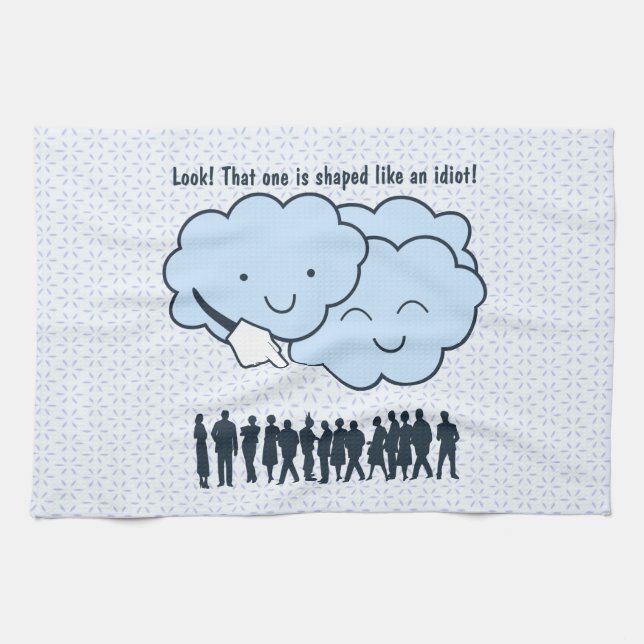 Cloud Mocks Human Shapes Funny Cartoon Tea Towel (Horizontal)