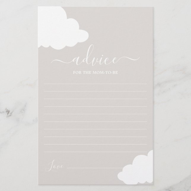 Cloud Neutral Advice for the Mum To Be card (Front)