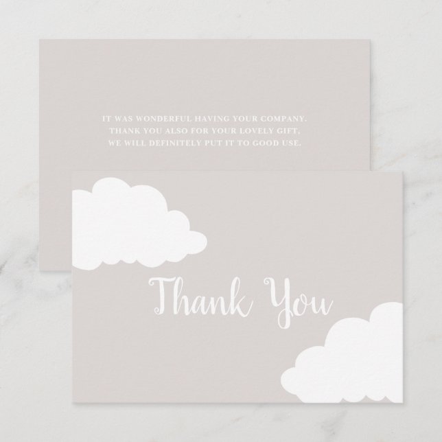 Cloud Neutral Baby Shower Thank You Card (Front/Back)