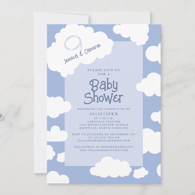 Cloud Nine 9 Baby Shower Parents to be Cute Party Invitation (Front)