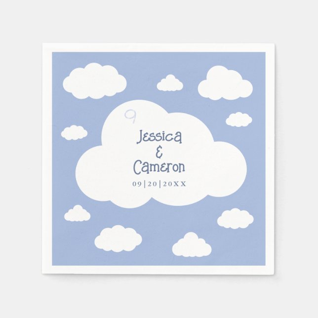 Cloud Nine 9 Cute Whimsical Wedding Party Custom Napkin (Front)