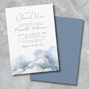 Cloud Nine 9 Elegant Blue Bridal Shower Invitation