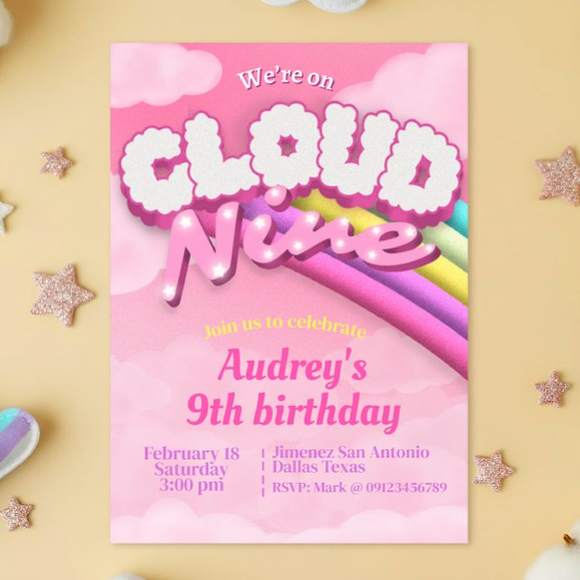 Cloud Nine - 9th Birthday Invitation (Cloud Nine - 9th Birthday Invitation)