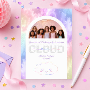 Cloud Nine 9th Birthday Thank You Card – Pastel Sk