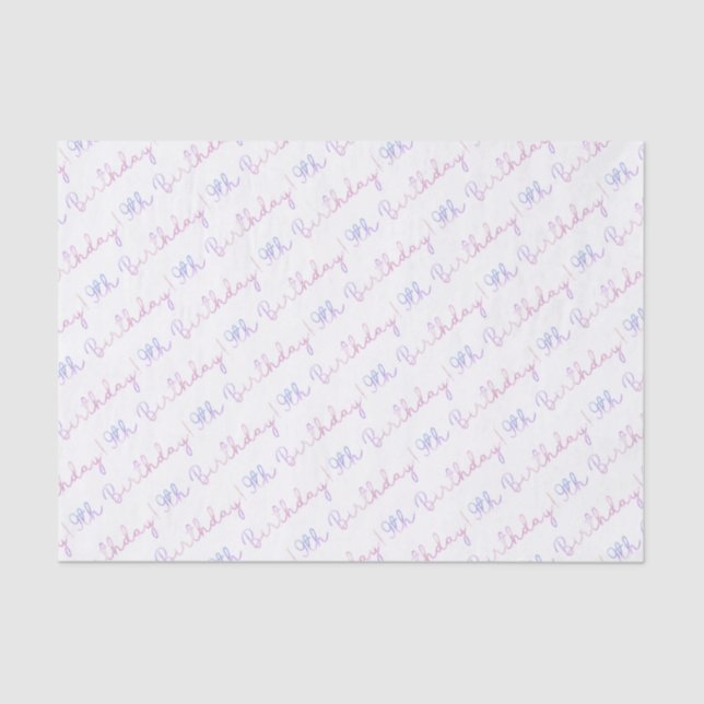 Cloud Nine 9th Birthday Tissue Paper – Colourful P (Front)