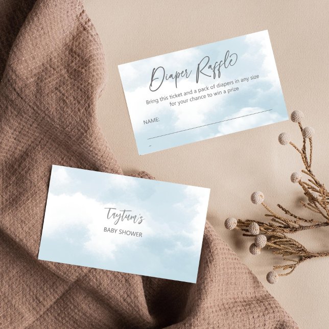 Cloud nine baby shower grey clouds diaper raffle enclosure card (Cloud nine baby shower diaper raffle card)
