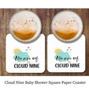 Cloud Nine Baby Shower Square Paper Coaster