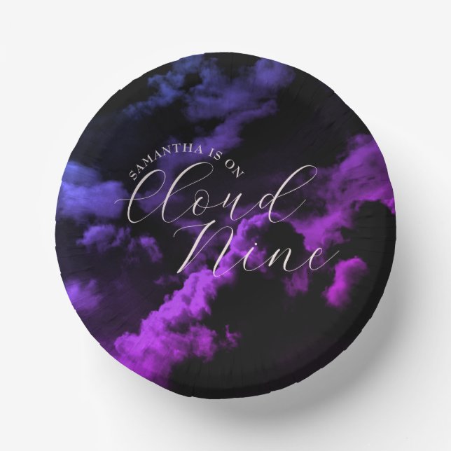 Cloud nine Black Celestial Galaxy Bridal Shower Paper Plate (Front)