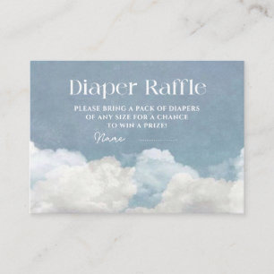 Cloud Nine Blue Baby Shower Diaper Raffle Enclosure Card