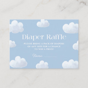 Cloud Nine Blue Baby Shower Diaper Raffle Enclosure Card