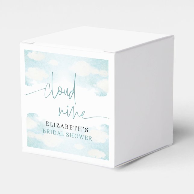 Cloud Nine Blue White Bridal Shower dreamy favour Box (Front Side)