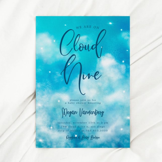 Cloud Nine Boy Baby Shower Invitation (Creator Uploaded)