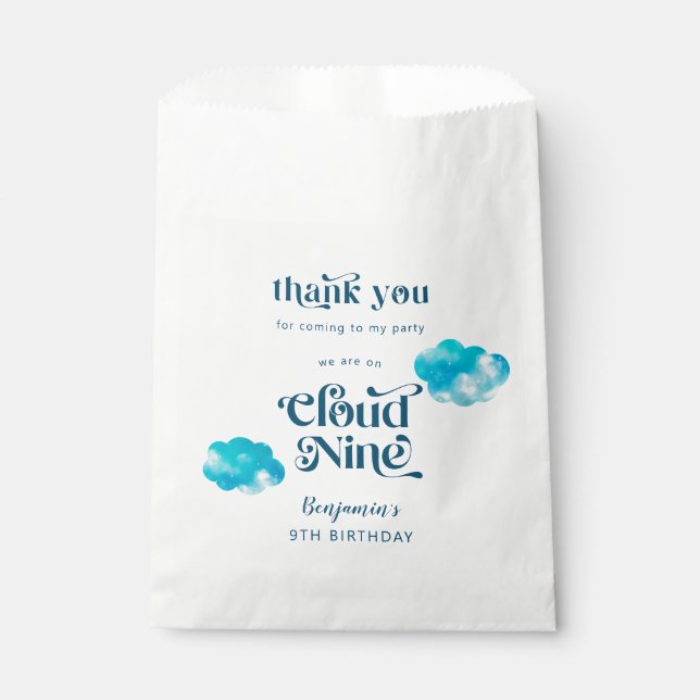 Cloud Nine Boy's 9th Birthday Party Favour Bags (Front)