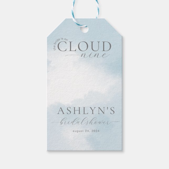 Cloud Nine Bridal Shower Gift Tags (Front)