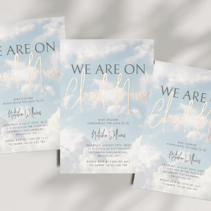 Cloud Nine Clouds Sky Baby Shower Foil Invitation