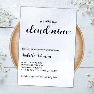 Cloud Nine Clouds Sky Minimalist Baby Shower Invitation