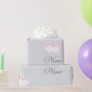 Cloud Nine Delicate Fluffy Clouds With Words Wrapping Paper