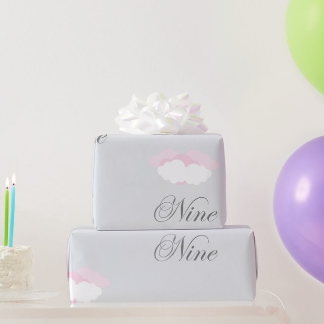 Cloud Nine Delicate Fluffy Clouds With Words Wrapping Paper (Party Gifts)
