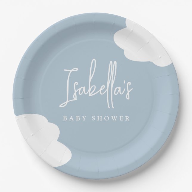 Cloud Nine Gender Neutral Baby Shower Paper Plate (Front)