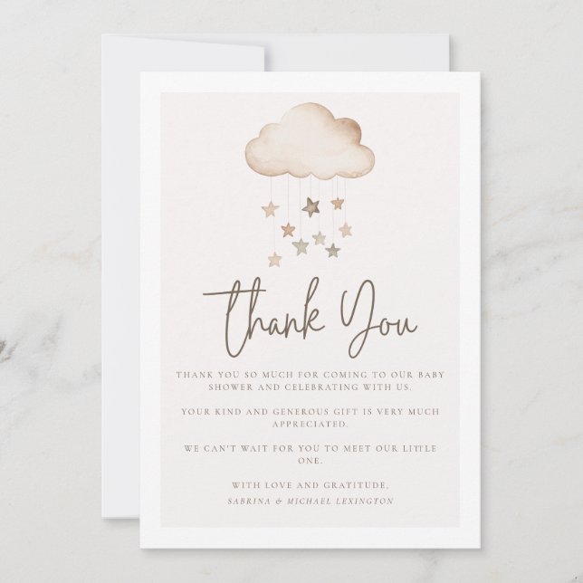 Cloud Nine Gender Neutral Baby Shower Thank You  Invitation (Front)