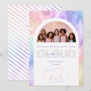 Cloud Nine Girl 9th Birthday Party Thank You Card