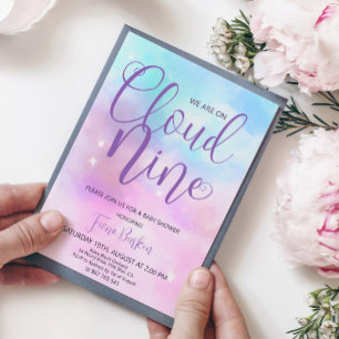 Cloud Nine Girl Baby Shower Invitation.  Invitation
